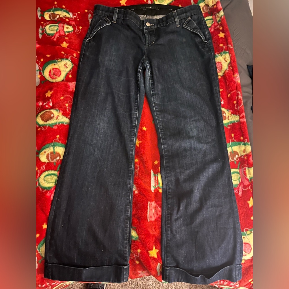 Joe’s Jeans- Sz 32. Wide Leg, side pocket, Low Rise Cuffed Jeans